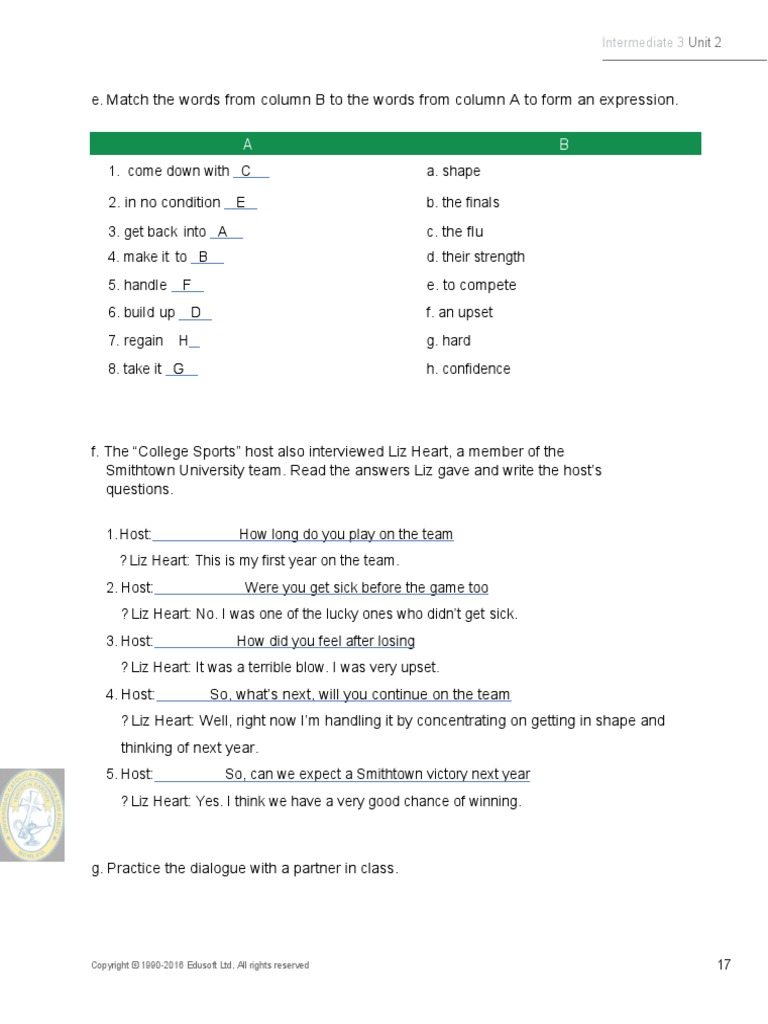 Intermediate 3 - Workbook | PDF | Food And Drink | Foods