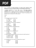 Questionnaire: Reference of Royal Enfield Service Center (Blue Mountain) "