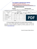 Tamilnadu Cements Corporation Limited: Recruitment Notification Notification No.3/ACW/2018 Date:06.01.2021