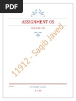 Assignment Os: Saqib Javed 11912