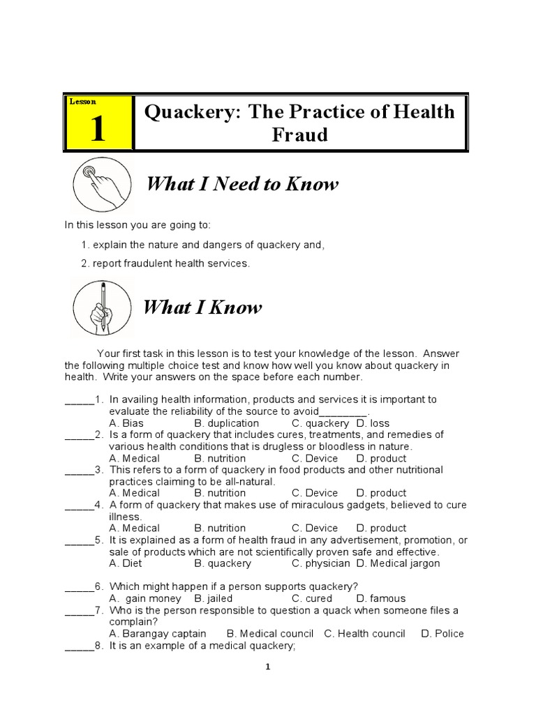 Quackery: The Practice of Health Fraud: What I Need To Know | PDF ...