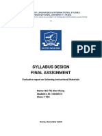 Syllabus Design Final Assignment: University of Languages & International Studies, Vietnam National University, Hanoi