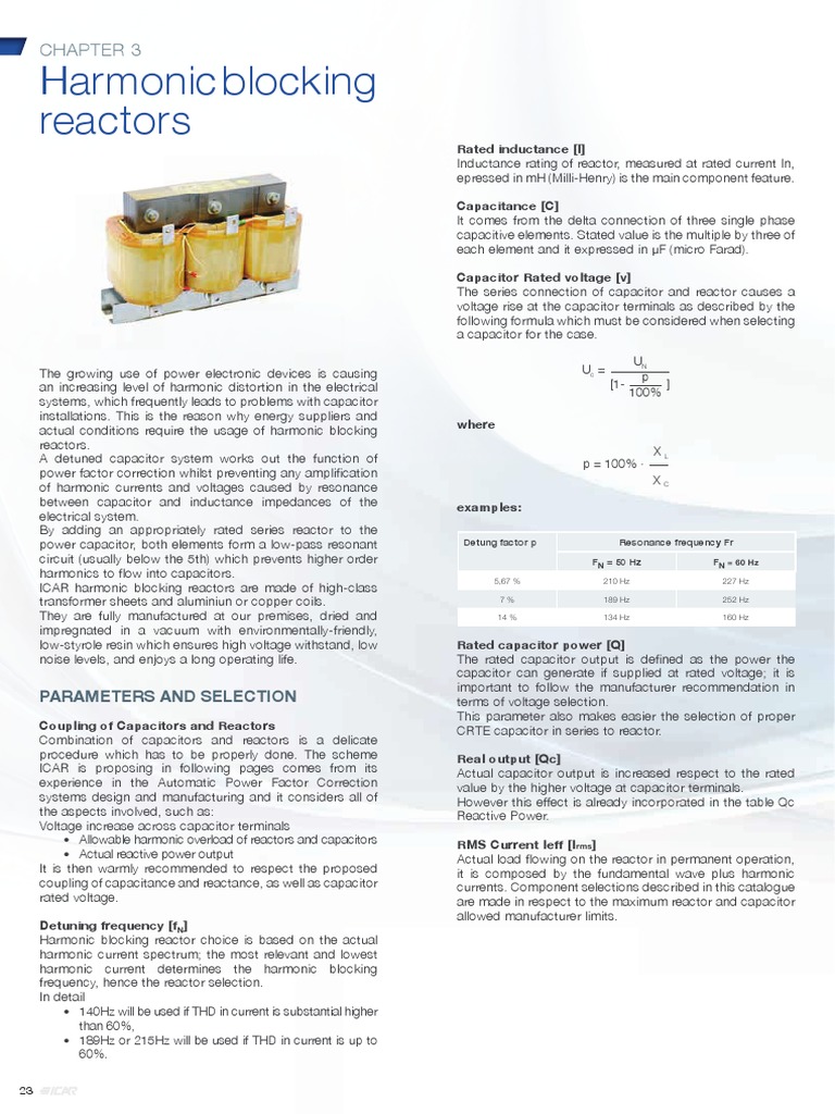 Harmonic blocking reactors selection guide PDF Capacitor Inductor