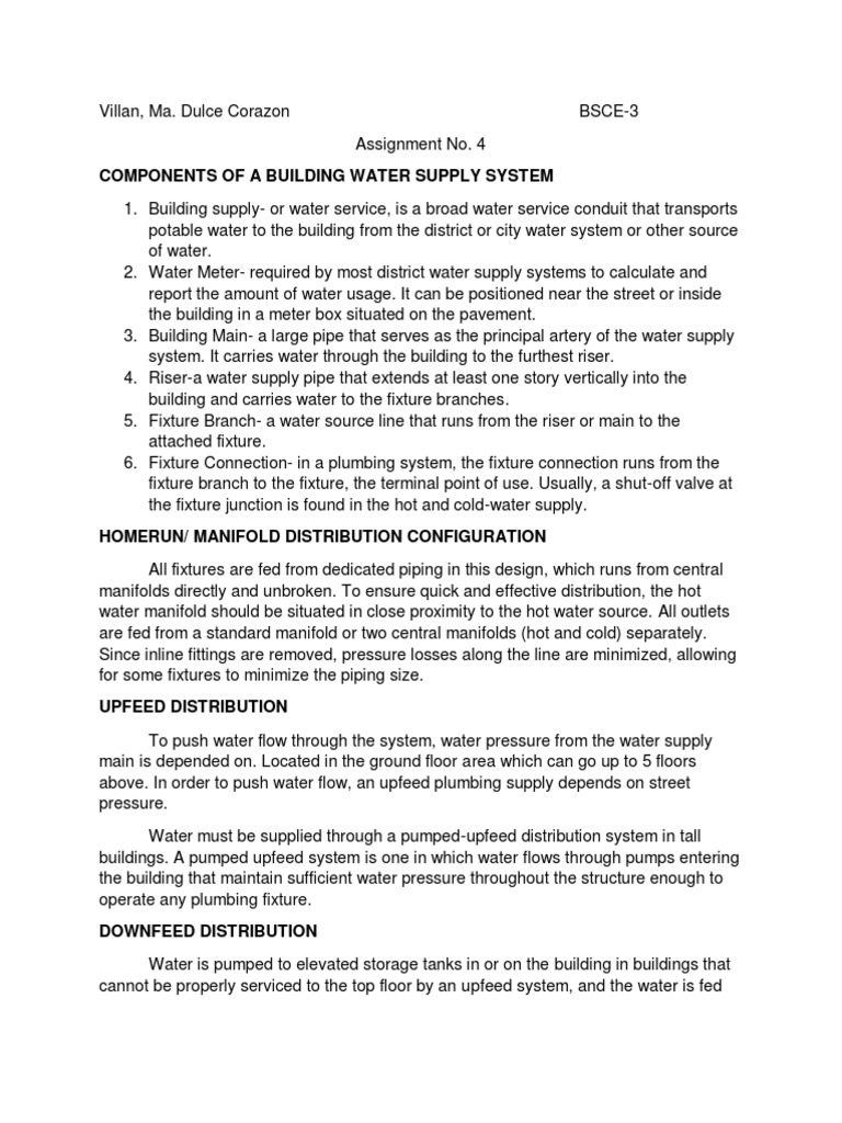 Components of Building Water Supply System | PDF | Water Supply | Water ...