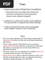 Trees: - Linear Access Time of Linked Lists Is Prohibitive