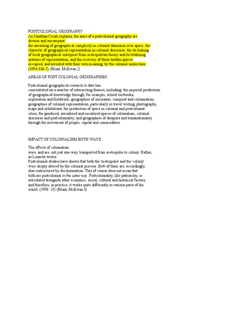 Understanding Postcolonial Geography | PDF | History