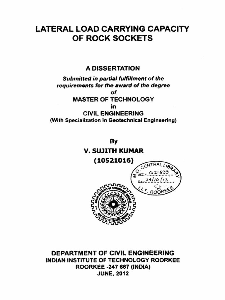 Lateral Load Carrying Capacity: of Rock Sockets | PDF | Strength Of ...
