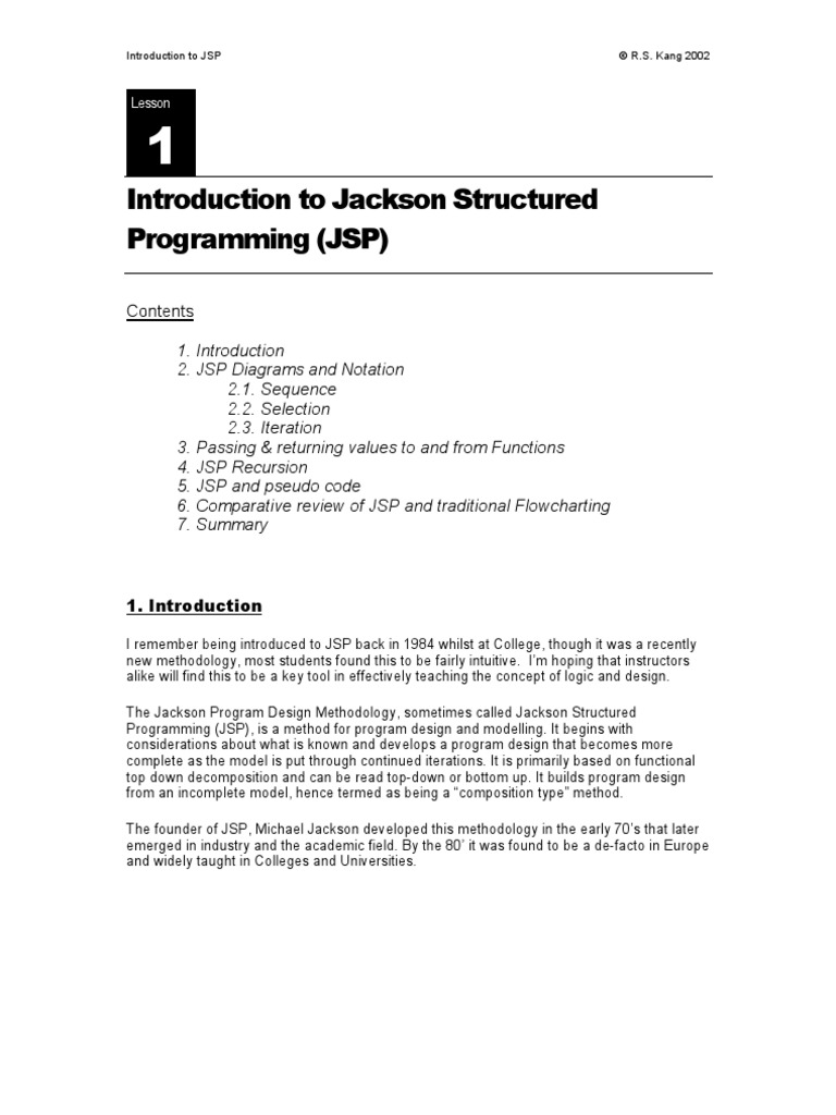 Introduction To Jackson Structured Programming (JSP) : Lesson | PDF ...