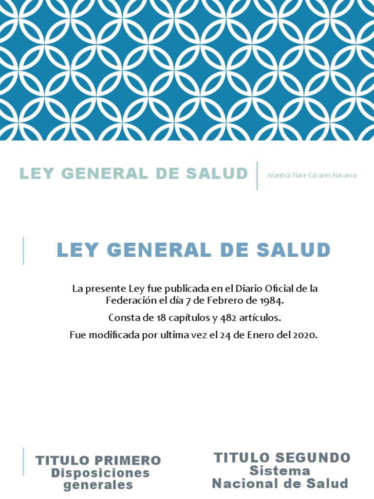 Ley General de Salud | PDF | Trabajo Social | Cuidado de la salud