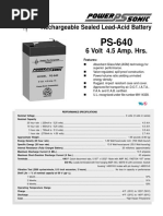 Rechargeable Sealed Lead-Acid Battery: 6 Volt 4.5 Amp. Hrs