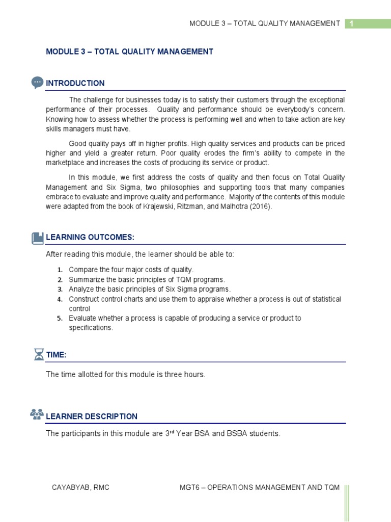 Principles of Total Quality Management | PDF | Quality Management | Six ...