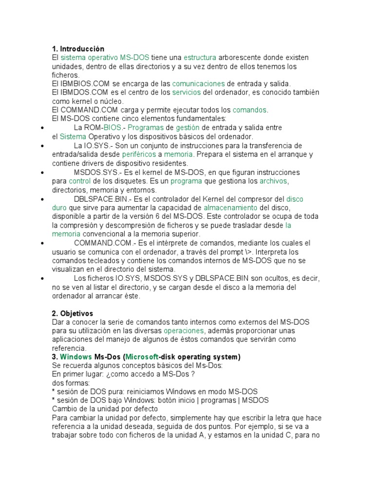 Comandos Del DOS | PDF | Archivo de computadora | Arquitectura de ...
