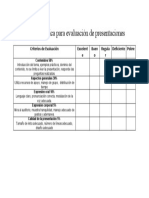 Rubrica para Evaluación de Presentaciones