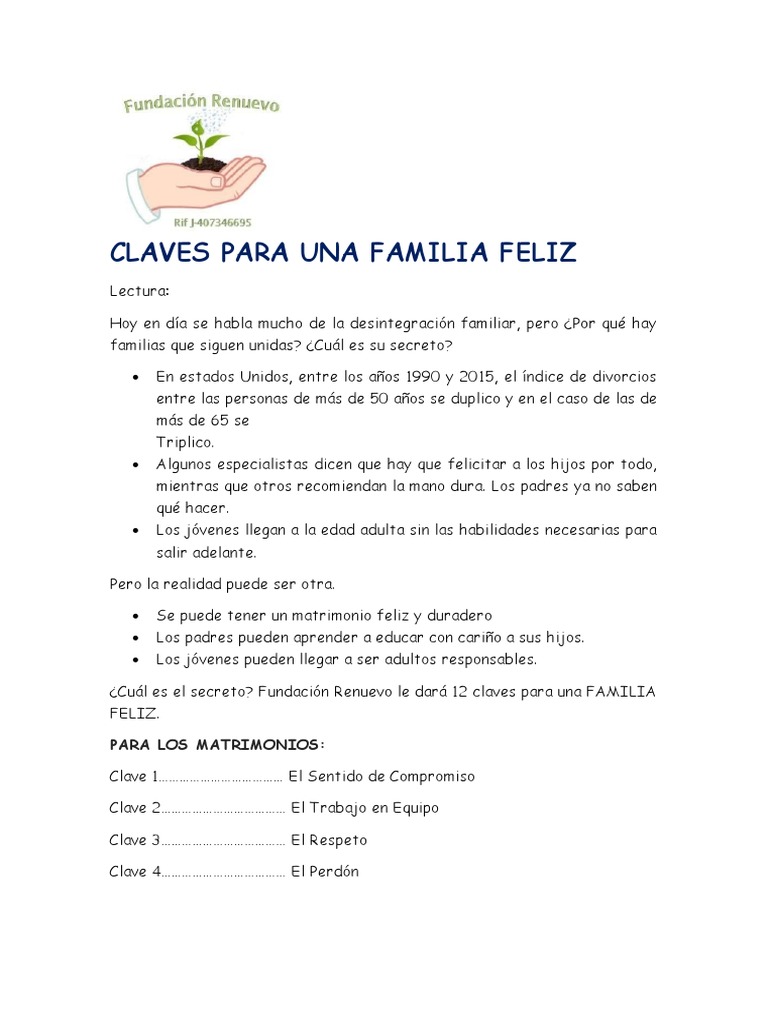 12 Claves para una Familia Feliz | PDF | Matrimonio | Perdón