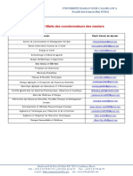 Liste Email Coordonateurs Masters