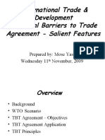 International Trade & Development Technical Barriers To Trade Agreement - Salient Features