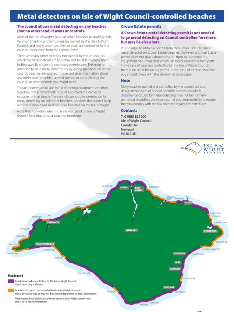 Metal Detectors On Isle of Wight CouncilControlled Beaches Crown