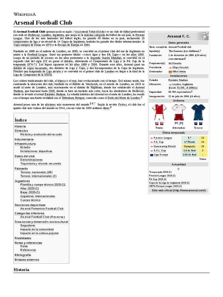 Arsenal Football Club | PDF | Arsenal FC | Liga Premier