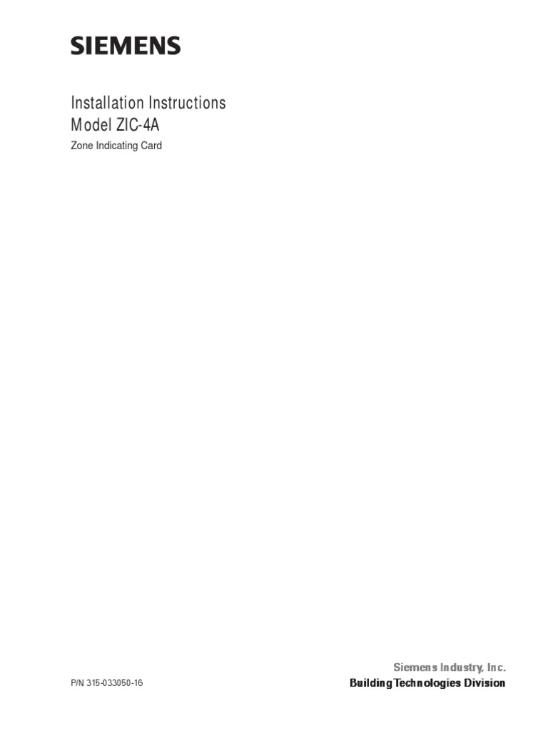 Installation Instructions Model ZIC-4A: Zone Indicating Card | PDF ...