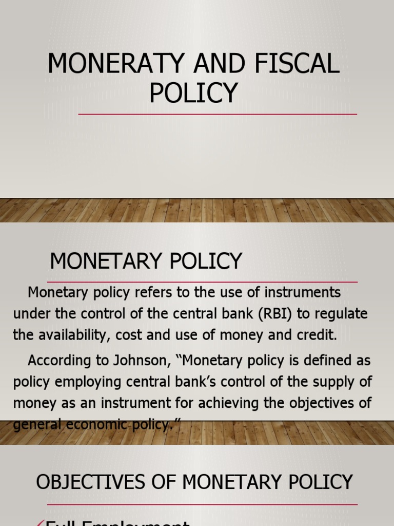 Distinguishing Monetary and Fiscal Policy | PDF | Reserve Bank Of India ...