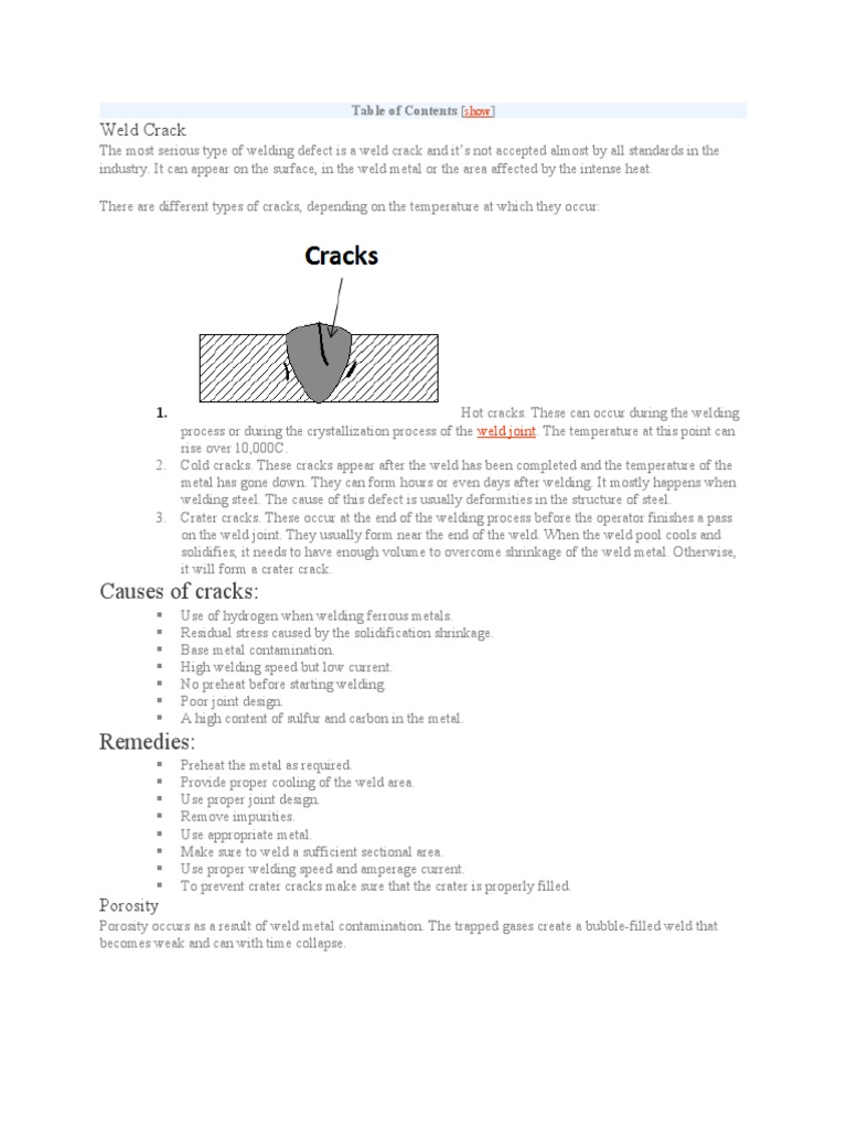 Causes of Cracks:: Weld Crack | PDF | Welding | Construction