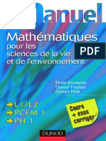 Mini Manuel de Math 233 Matiques Pour Les Sciences de La Vie Et de L Environnement - Cours Et Exos Corrig 233 S - Dunod