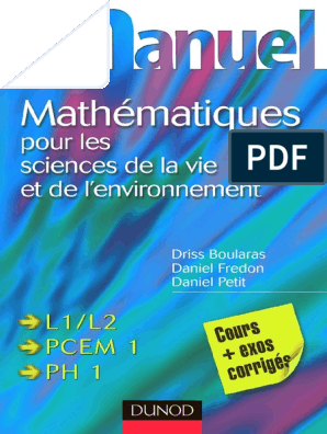 Mini Manuel de Math 233 Matiques Pour Les Sciences de La Vie Et 