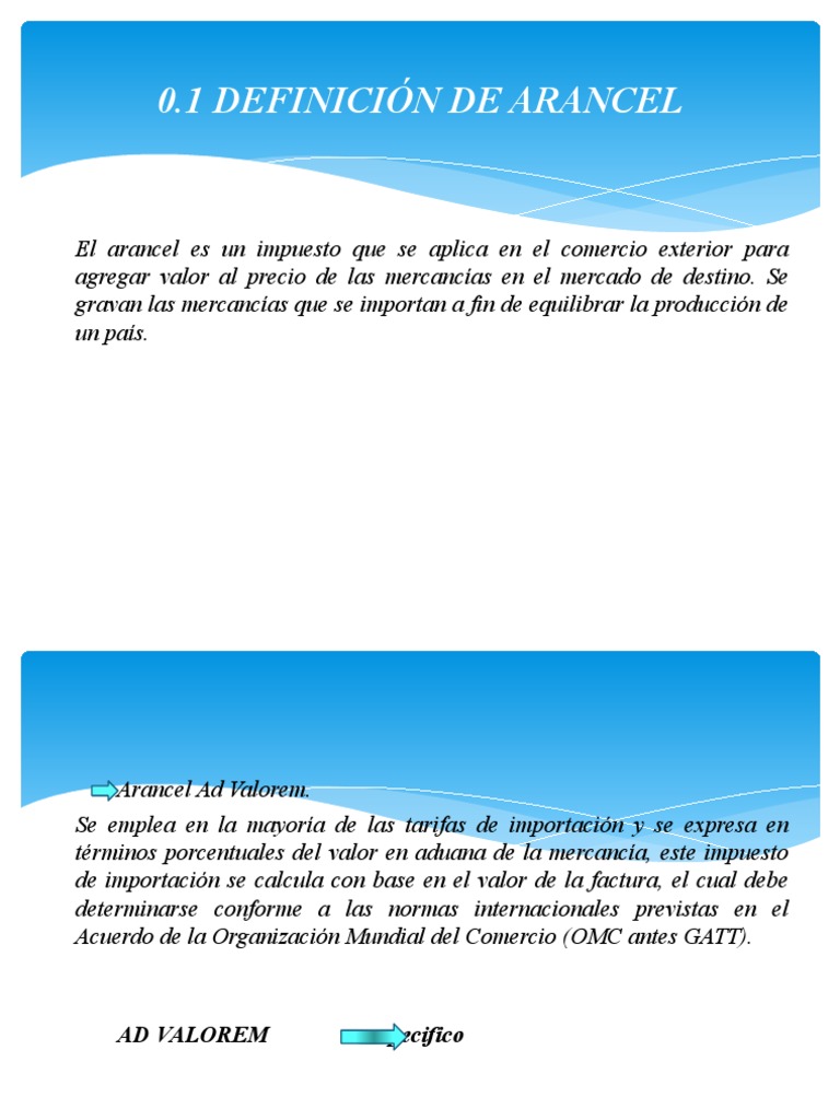 Aranceles Aduana Arancel