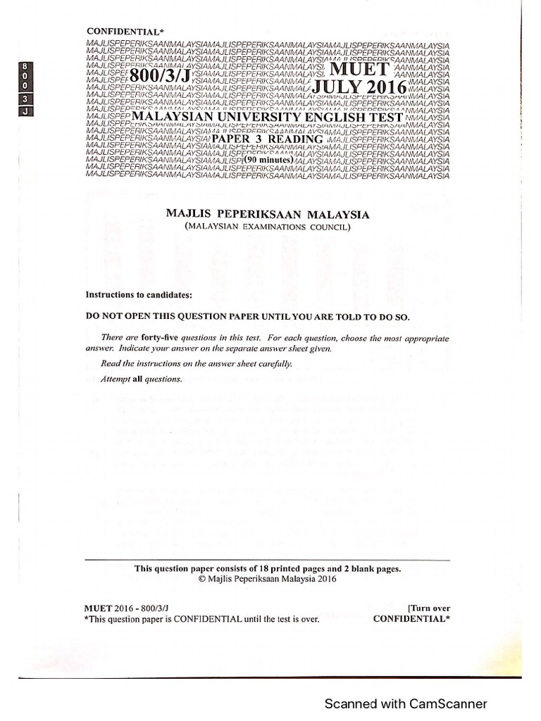 Muet Reading July 2016 | PDF