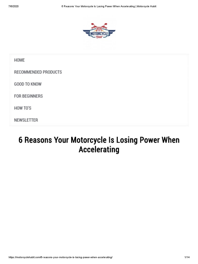 6 Reasons Your Motorcycle Is Losing Power When Accelerating Motorcycle Habit PDF