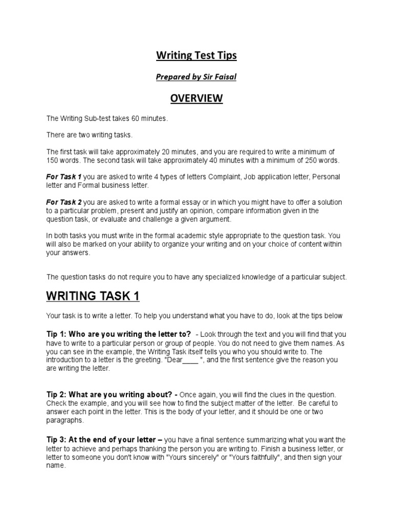 IELTS Writing Test Preparation Tips | PDF | Essays | International ...
