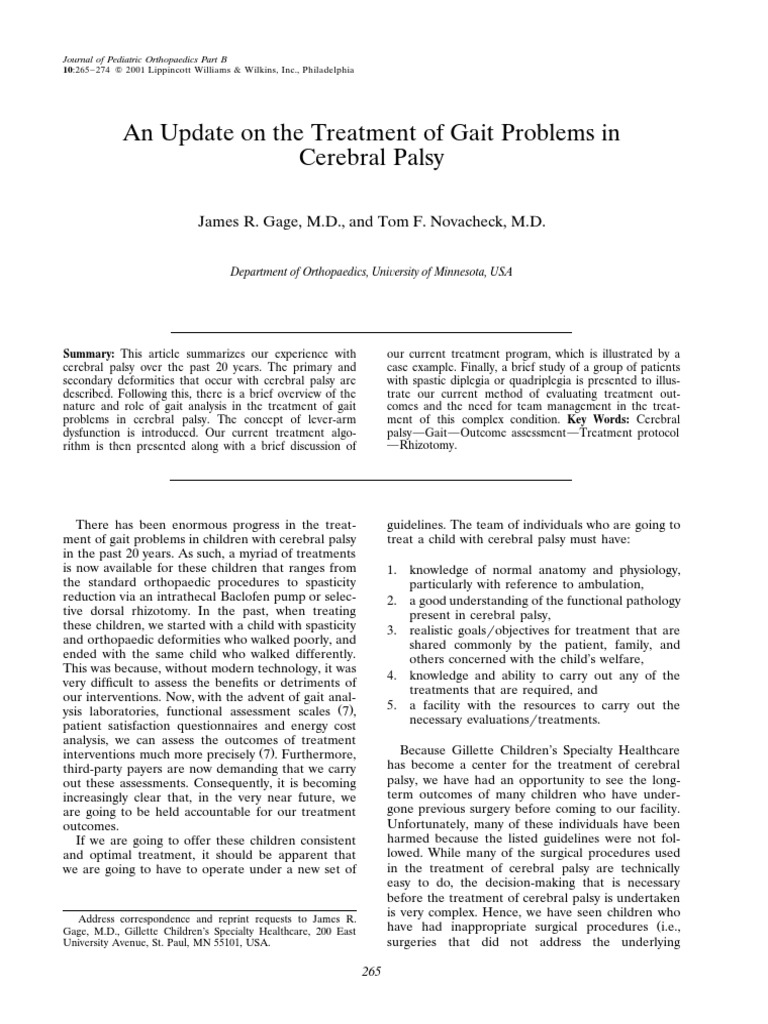 An Update On The Treatment of Gait Problems in Cerebral Palsy | PDF ...