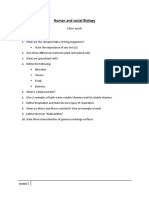 Human and Social Biology Class Worksheet: Characteristics, Cells, Nutrients