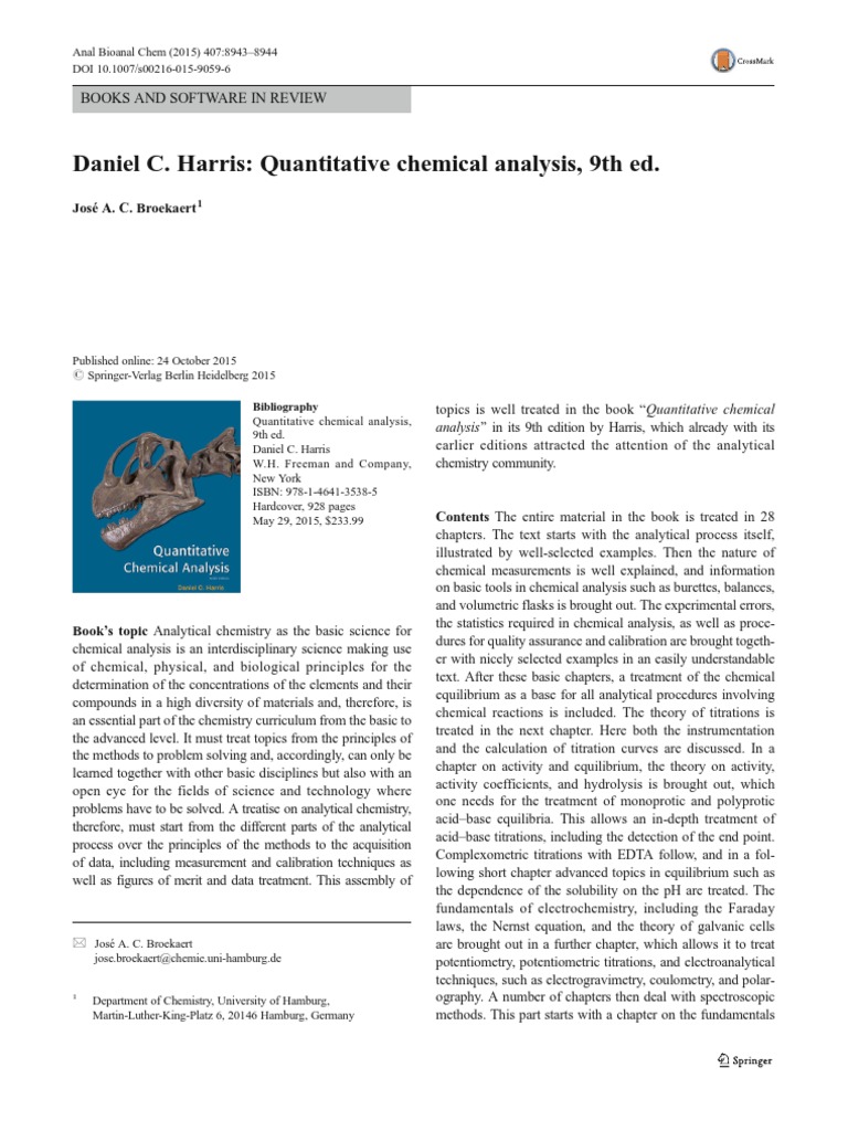 Daniel C. Harris Quantitative Chemical Analysis, 9th Ed. Books and