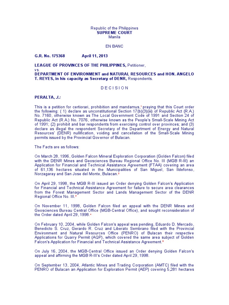 League of Provinces of The Phils. vs. Denr, GR No. 1755368, April 11 ...
