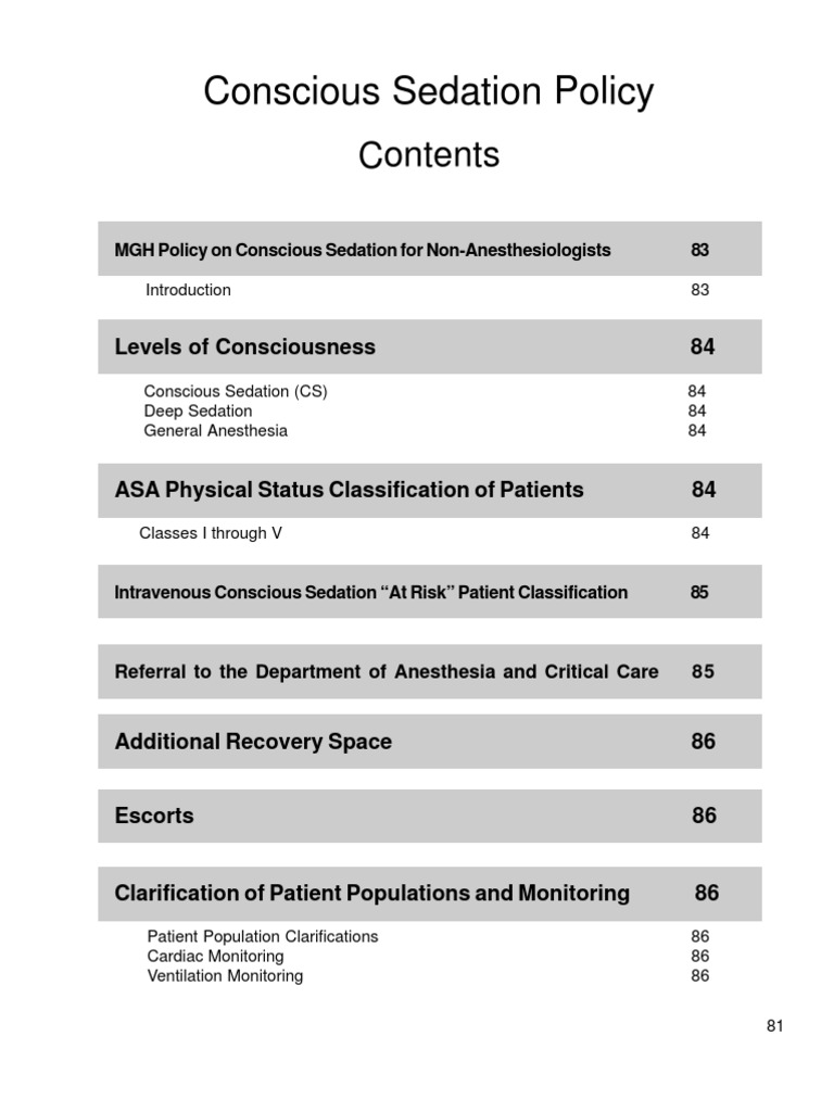 Conscious Sedation Policy Levels of Consciousness 84 PDF