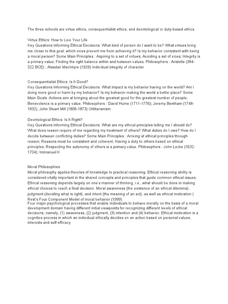 Overview of Ethical Theories and Principles | PDF | Virtue Ethics ...