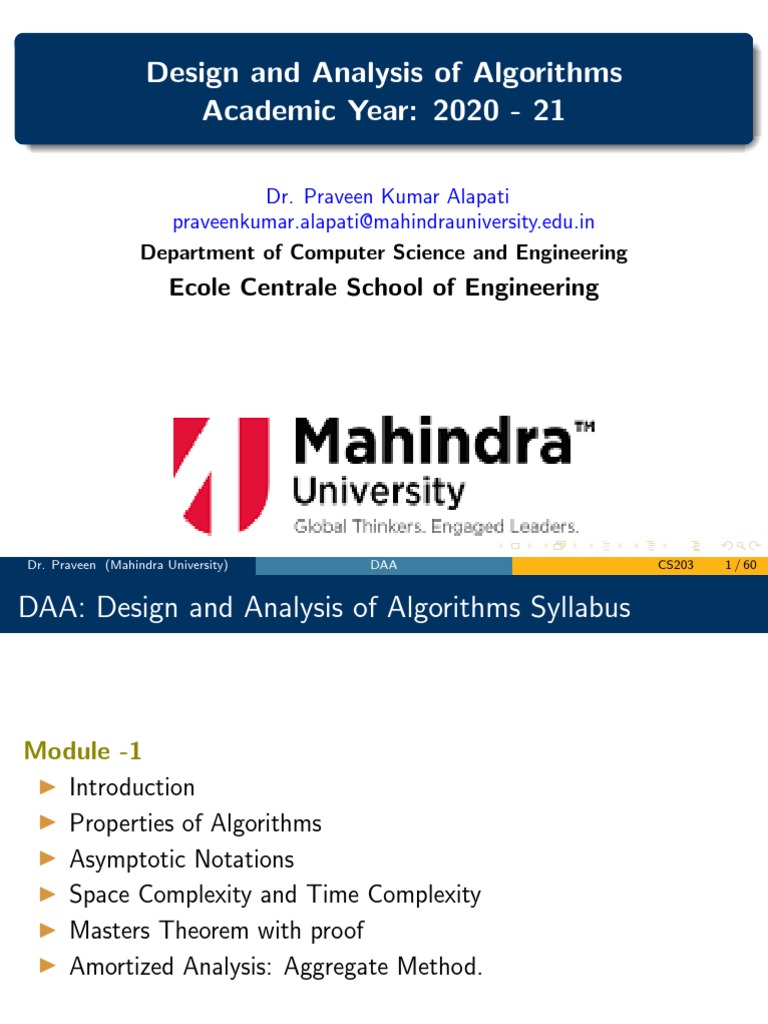 DAA CS203 2021 Module1 Update4 | PDF | Recurrence Relation ...
