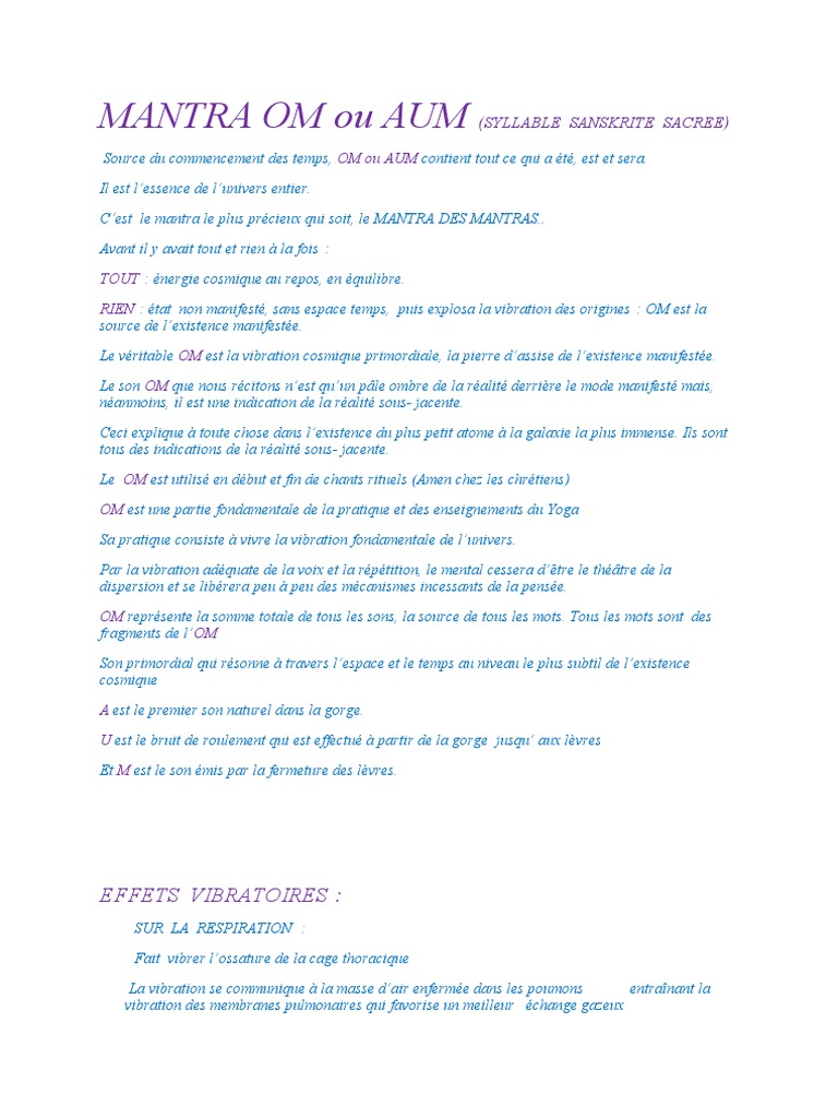 Le Mantra Om Ou Aum | PDF | Système respiratoire | Mantra