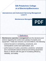 Info Sheet - 2 Maintanace Management
