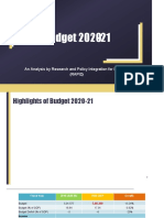 Budget 2020-21: An Analysis by Research and Policy Integration For Development (Rapid)
