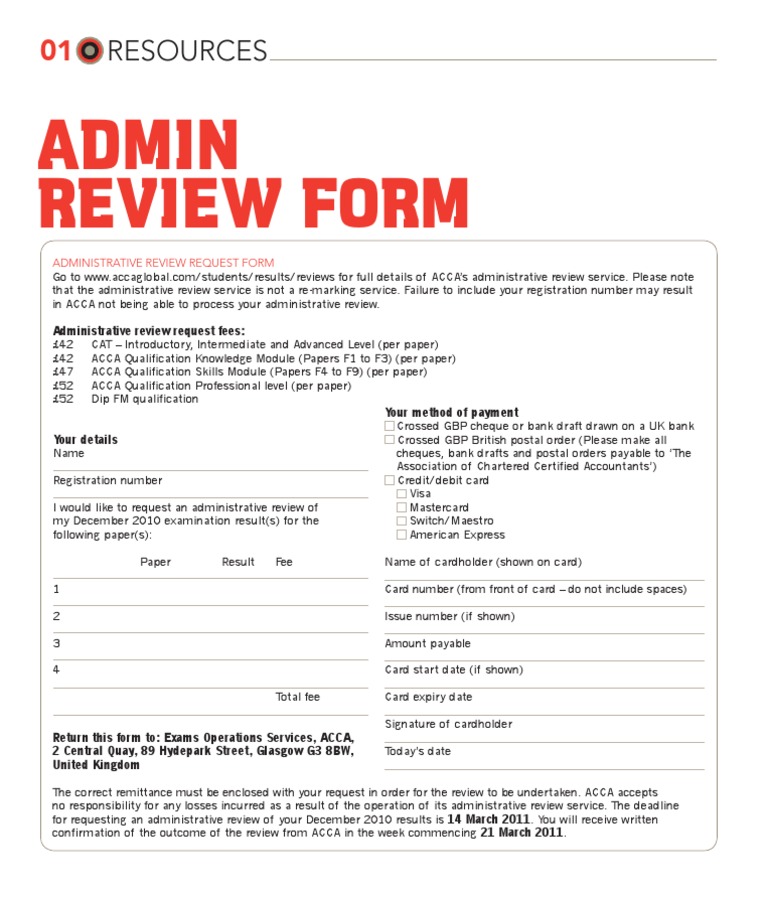 ACCA Administrative Review Request Form | PDF | Cheque | Services ...