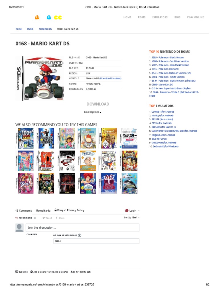 0168 - Mario Kart DS - Nintendo DS (NDS) ROM Download | PDF.