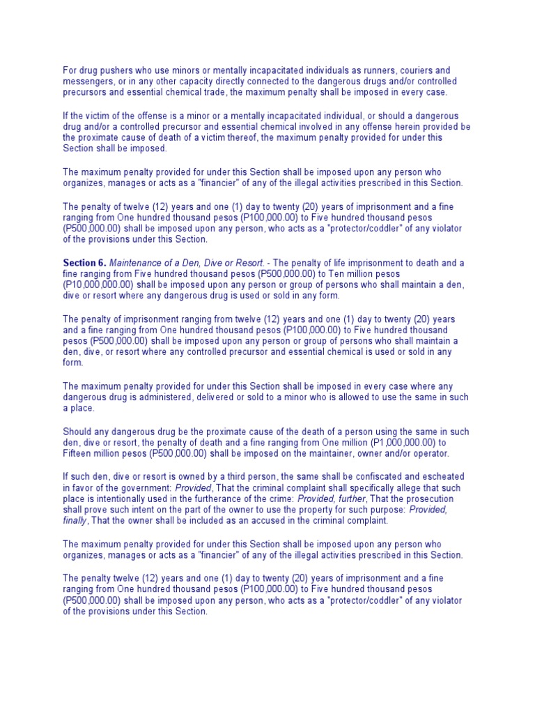 Drug Pushers Listed Law PDF Cocaine Narcotic