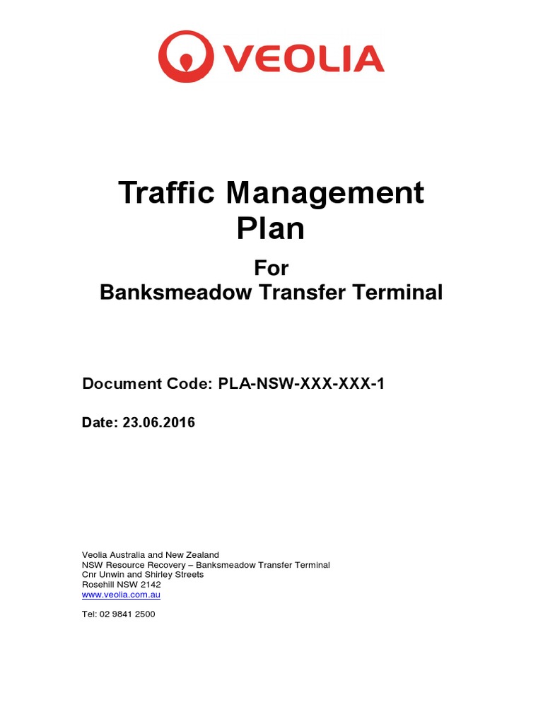 Traffic Management Plan for Banksmeadow | PDF | Traffic | Road