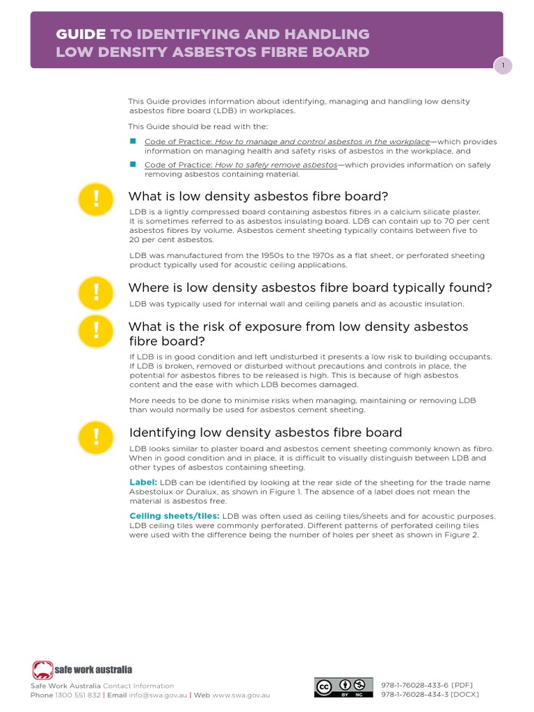 Guide Identifying Handling Low Density Asbestos Fibre Board PDF Asbestos Plaster