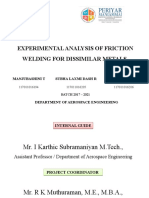 Experimental Analysis of Friction Welding For Dissimilar Metals