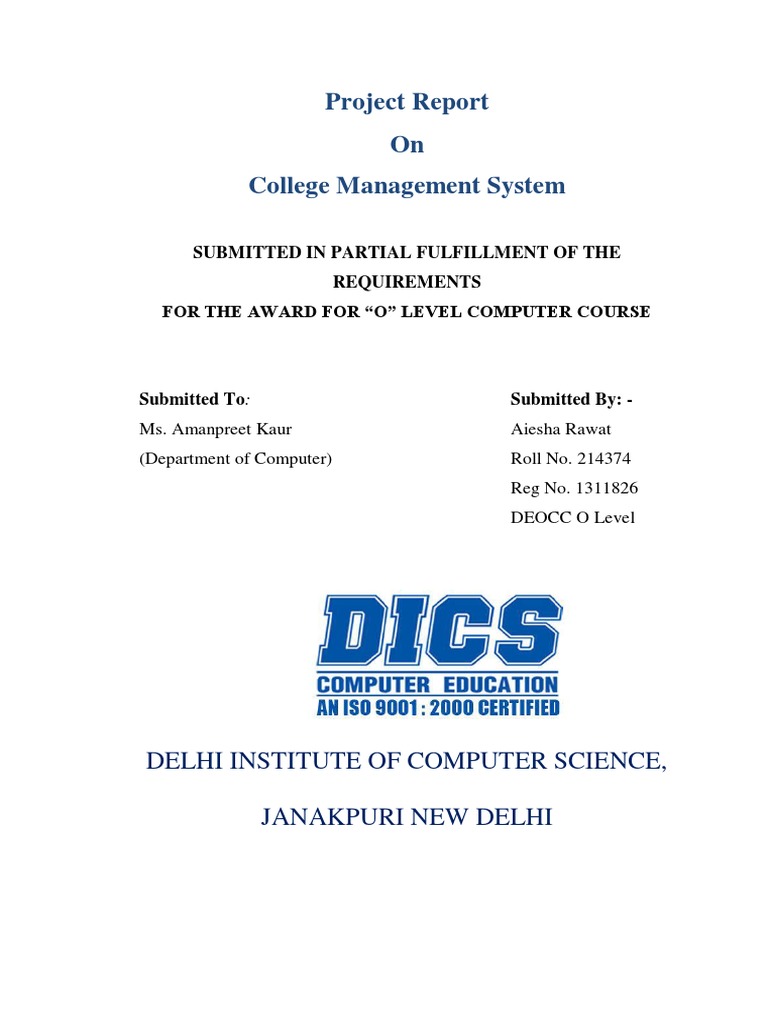 College Management System Project Report | PDF | Databases | Computer ...