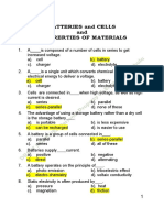 Batteries and Cells and Proprerties of Materials