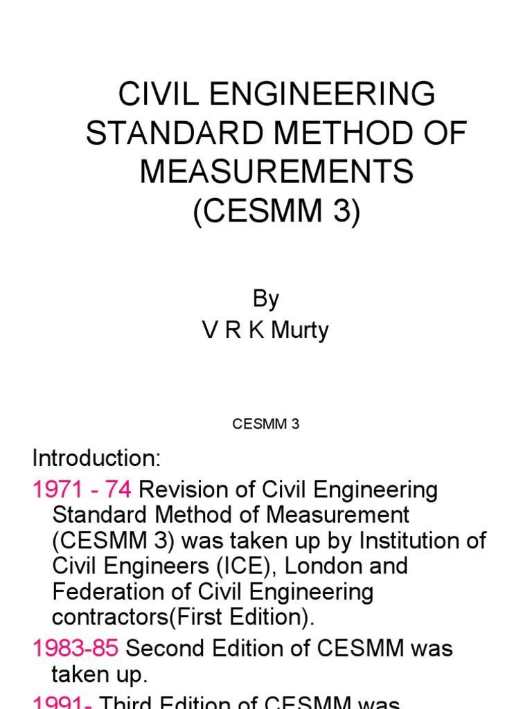 CESMM 3: Civil Engineering Measurement Guide | PDF | Civil Engineering ...